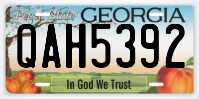GA license plate QAH5392