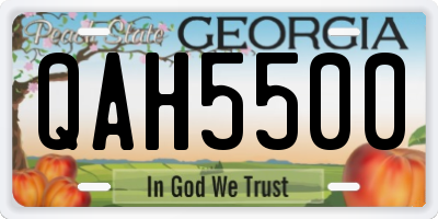 GA license plate QAH5500