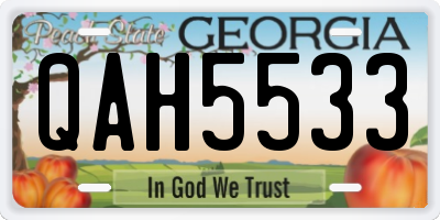 GA license plate QAH5533