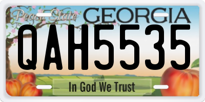 GA license plate QAH5535