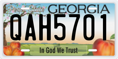 GA license plate QAH5701