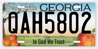 GA license plate QAH5802