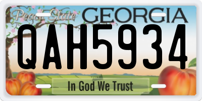 GA license plate QAH5934
