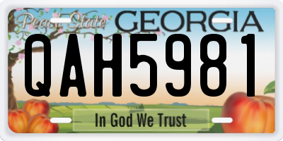 GA license plate QAH5981