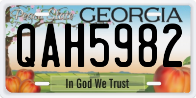 GA license plate QAH5982