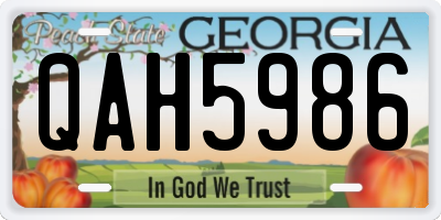 GA license plate QAH5986