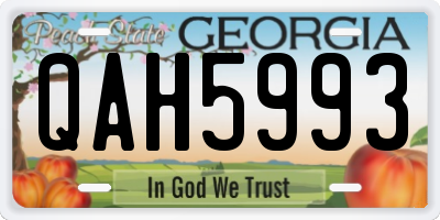 GA license plate QAH5993