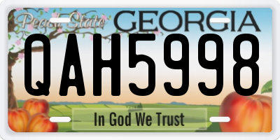GA license plate QAH5998