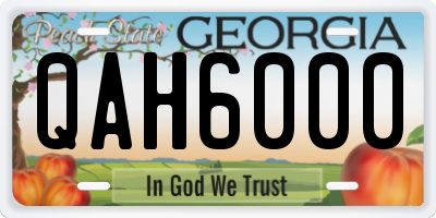 GA license plate QAH6000