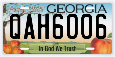 GA license plate QAH6006
