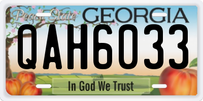 GA license plate QAH6033