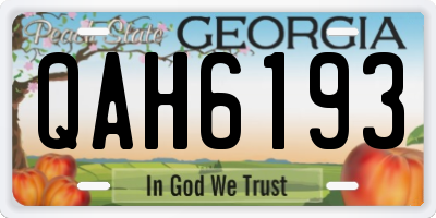 GA license plate QAH6193