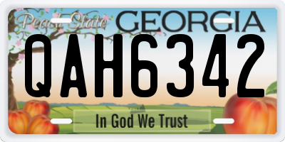 GA license plate QAH6342