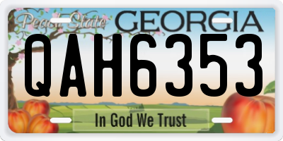GA license plate QAH6353