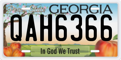 GA license plate QAH6366