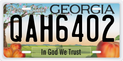 GA license plate QAH6402