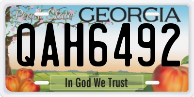 GA license plate QAH6492