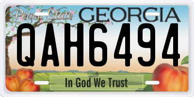 GA license plate QAH6494