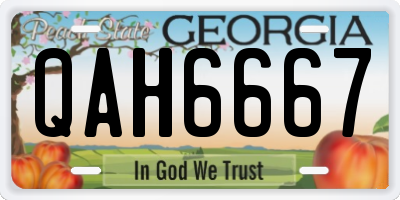 GA license plate QAH6667