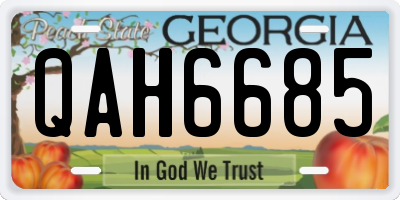 GA license plate QAH6685