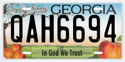 GA license plate QAH6694