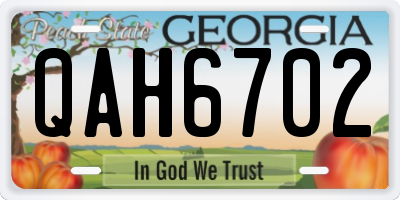 GA license plate QAH6702
