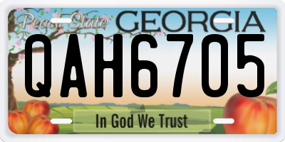 GA license plate QAH6705