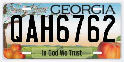 GA license plate QAH6762
