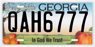 GA license plate QAH6777
