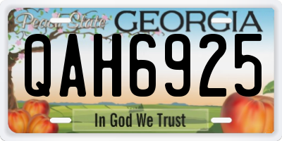 GA license plate QAH6925