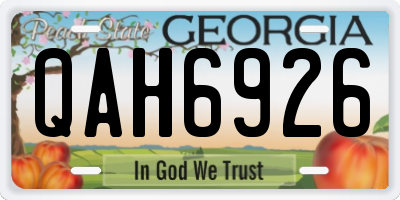 GA license plate QAH6926