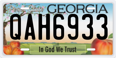GA license plate QAH6933