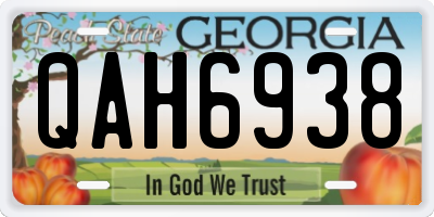 GA license plate QAH6938