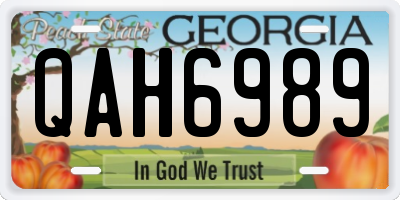 GA license plate QAH6989