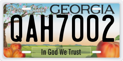 GA license plate QAH7002