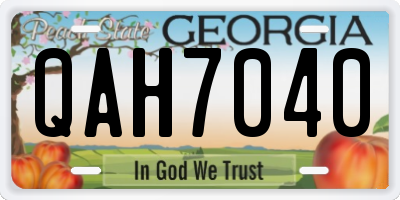 GA license plate QAH7040