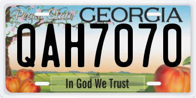 GA license plate QAH7070