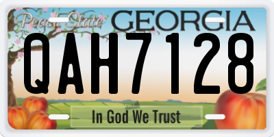 GA license plate QAH7128