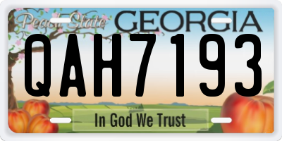 GA license plate QAH7193
