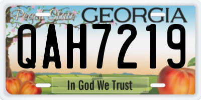 GA license plate QAH7219