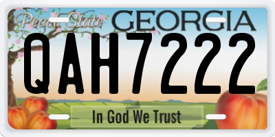 GA license plate QAH7222