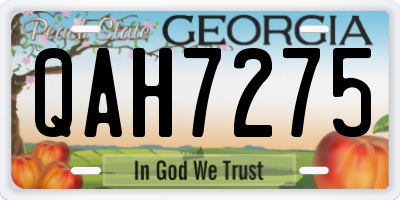 GA license plate QAH7275