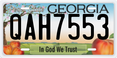 GA license plate QAH7553