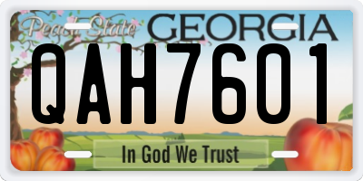 GA license plate QAH7601