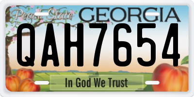 GA license plate QAH7654