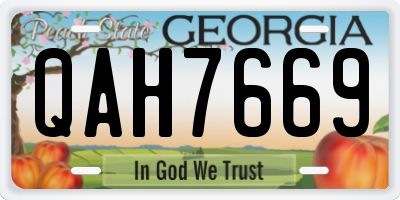 GA license plate QAH7669