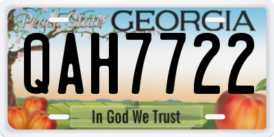 GA license plate QAH7722