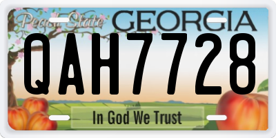 GA license plate QAH7728