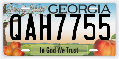GA license plate QAH7755