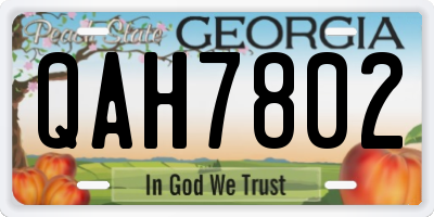 GA license plate QAH7802